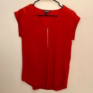 Express XS Zip up blouse red